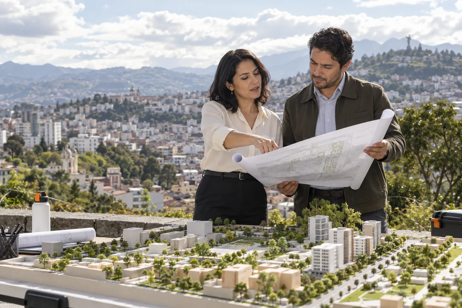 Escena profesional ilustrativa de Urbanismo con mención en Planificación Territorial y Gestión Urbana Sostenible
